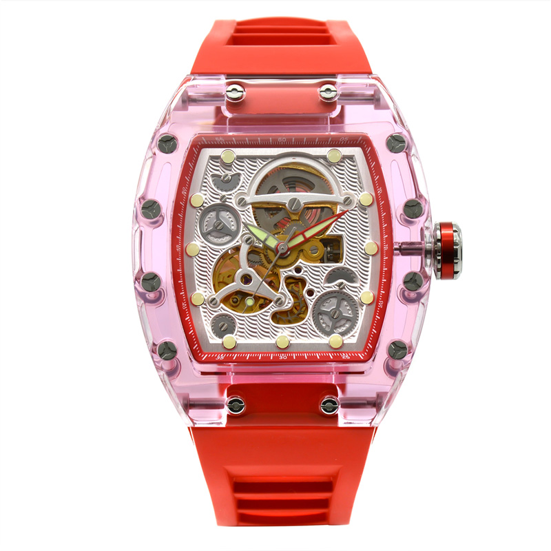 Visible K9 Crystal Luxury Tonneau Automatic Watch