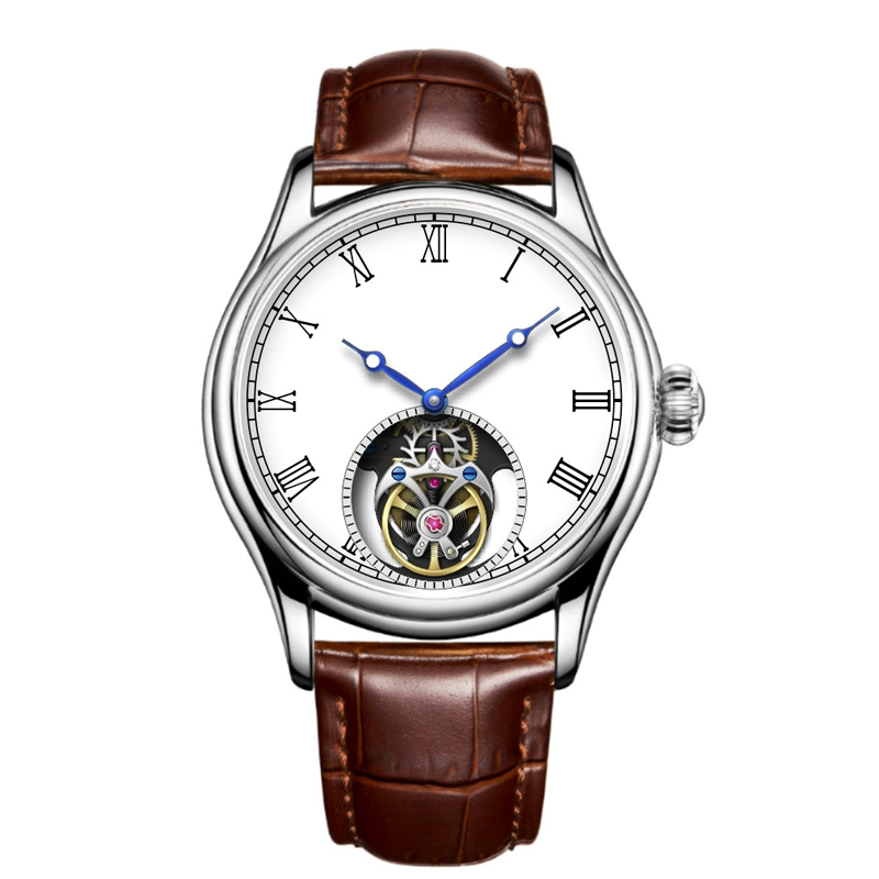 Leather Strap Custom Logo Minimalist Tourbillon Watch