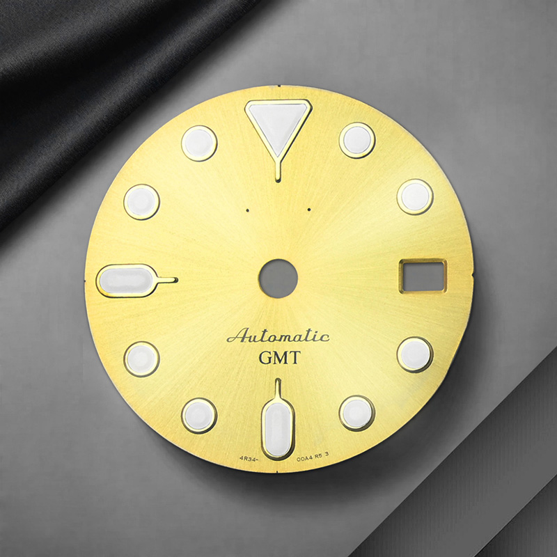 Custom Logo Sunray Pattern Watch Dial Fit NH34 GMT Movement