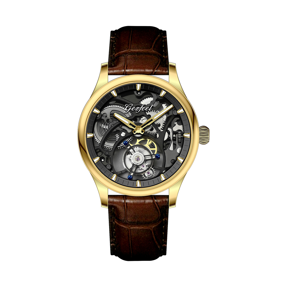 Tourbillon Watches for Men Mechanical Skeleton Tourbillon Movement Carve Dial Mechanical Fashion Wrist Watch Customized Design
